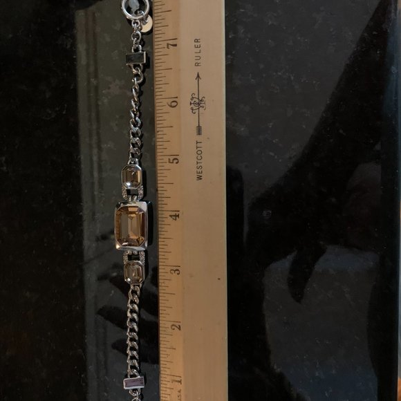 Silvertone Bracelet with Amber Colored Stones - New! - Picture 4 of 4